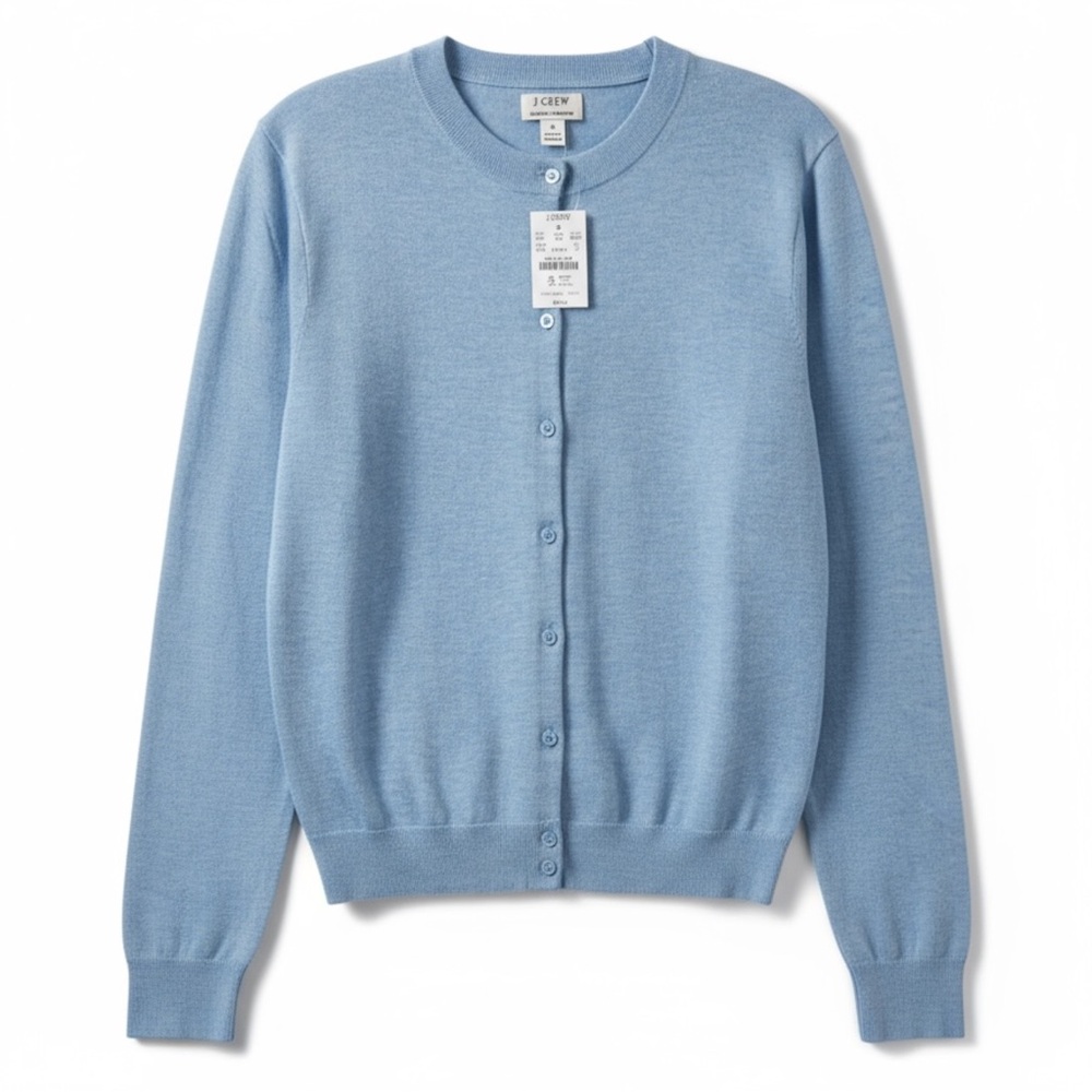 New J.Crew Womens Cardigan Sweater Blue Classic Cotton Size Small